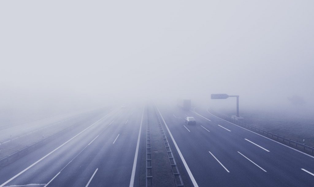 fog, road, highway